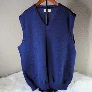 Tuttle Golf Collection 100% Apaca Sweater Vest - Men's Large V-Neck Blue